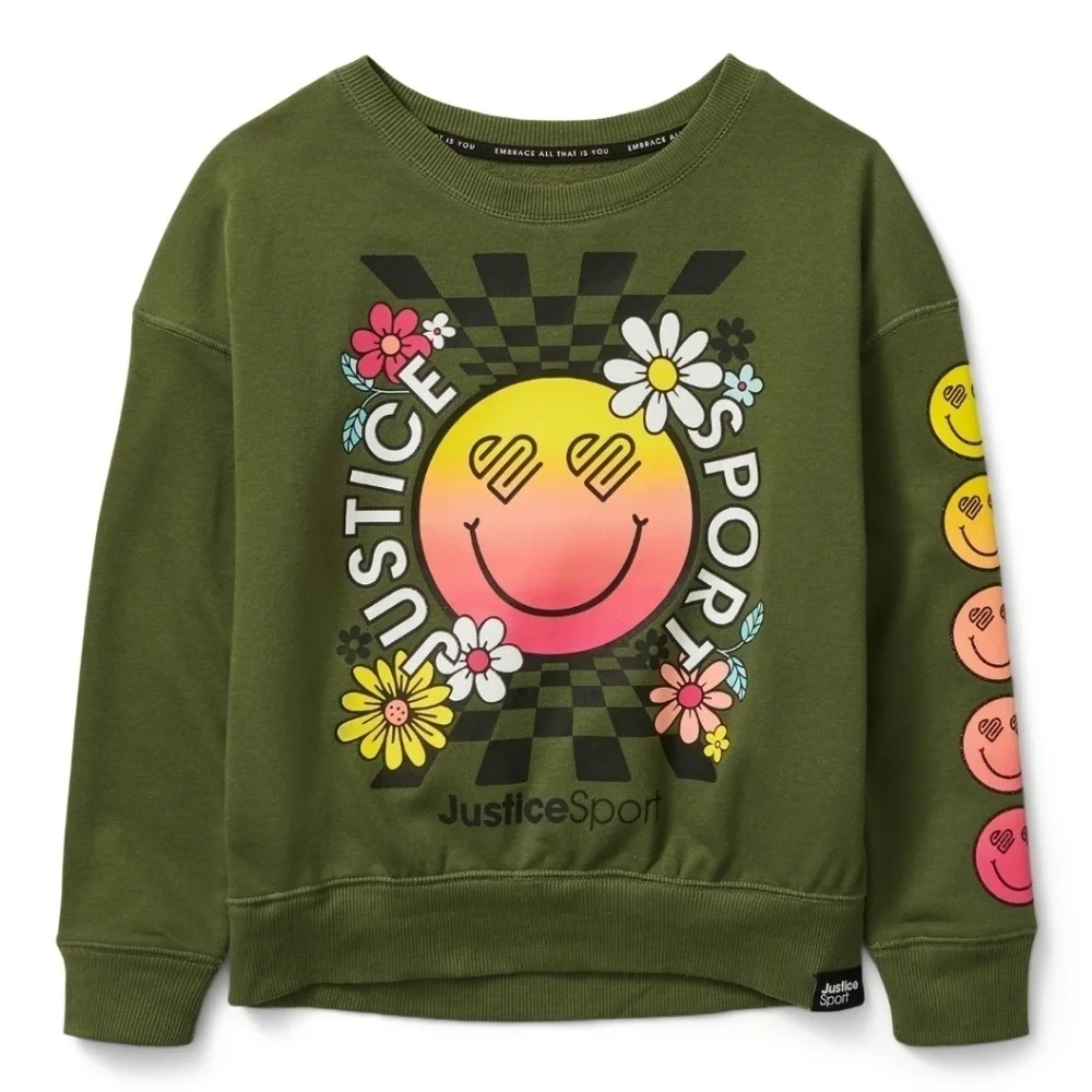 Justice Girls J-Sport Easy Sweatshirt Size 5/6 XS Olivia Grey NWOT